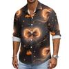 Men's Loose Fit Long Sleeve Collared Shirt Vintage Casual Breathable Button Down Shirt for Autumn Spring Daily Outdoor Workwear