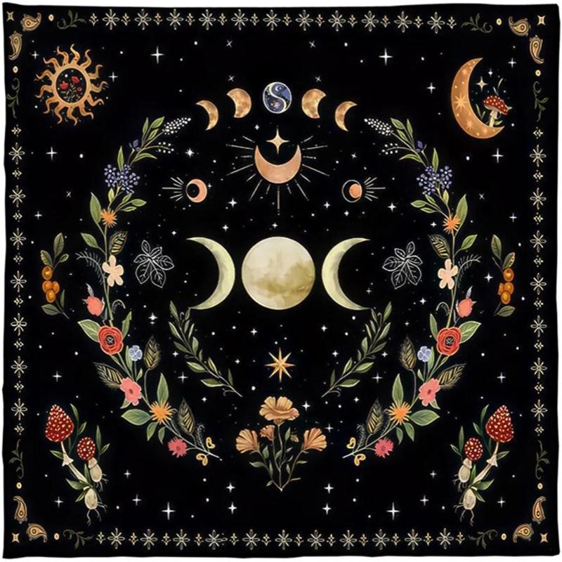 Divinations Tablecloth Moonphases Flower Astrologys Tarot Cards Tablecloth Altars Cloth Divinations Game Accessories