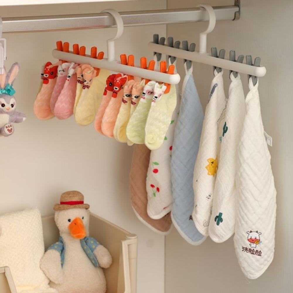 Kaufe Household Socks Holder Underwear Plastic Drying Hanger Clothing Rack 8 Clips Laundry Airer