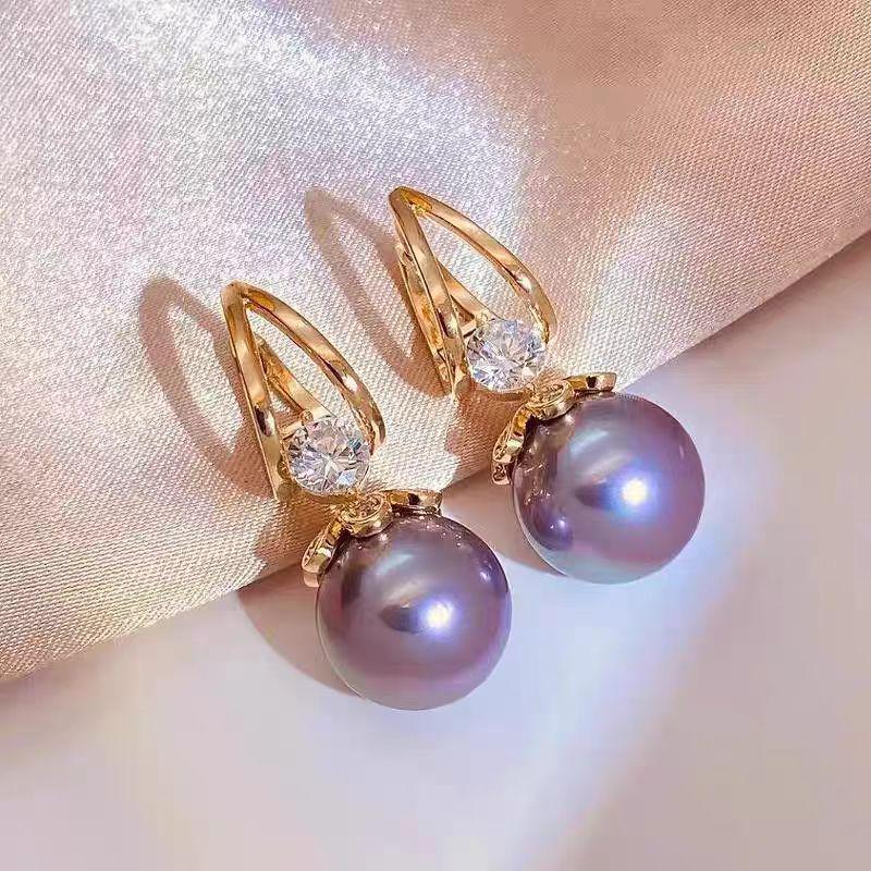Exquisite French Luxury Red Pearl Sparkling Earrings | Retro Niche Style for Women