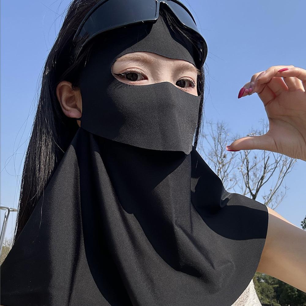 UPF 50+ Ice Silk Face Cover Summer Neck Wrap Cover Thin Full-Face Sunscreen Veil Climbing