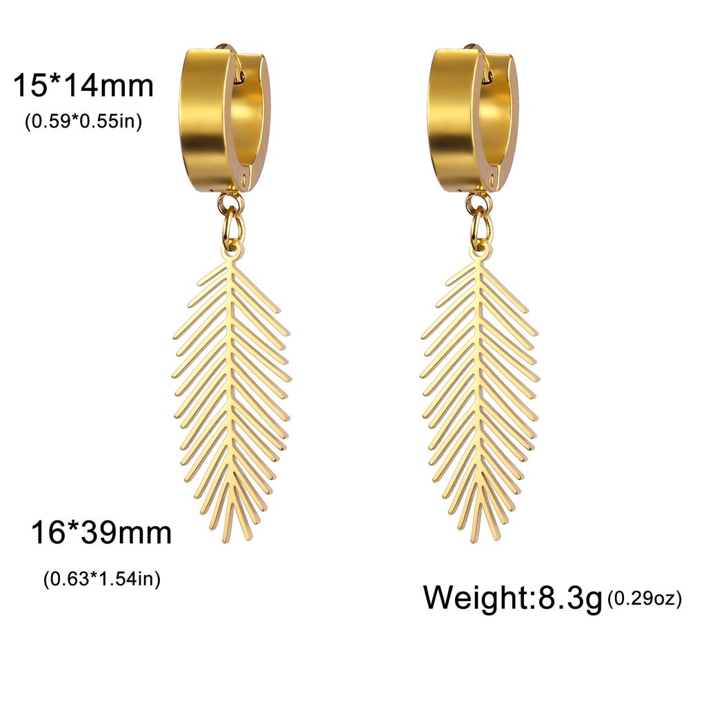Lucktune Stainless Steel Plant Leaf Women's Earrings 2025 Trend Bohemian Drop Earrings Jewelry Anniversary Birthday Gift New In