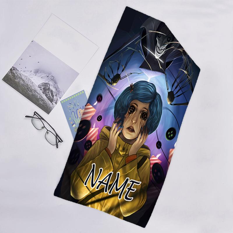 1pc Coraline5 Beach Towel with Custom Name, Beach/Swimming/Bath/Picnic/Camping Towel, Suitable for Seaside Beaches