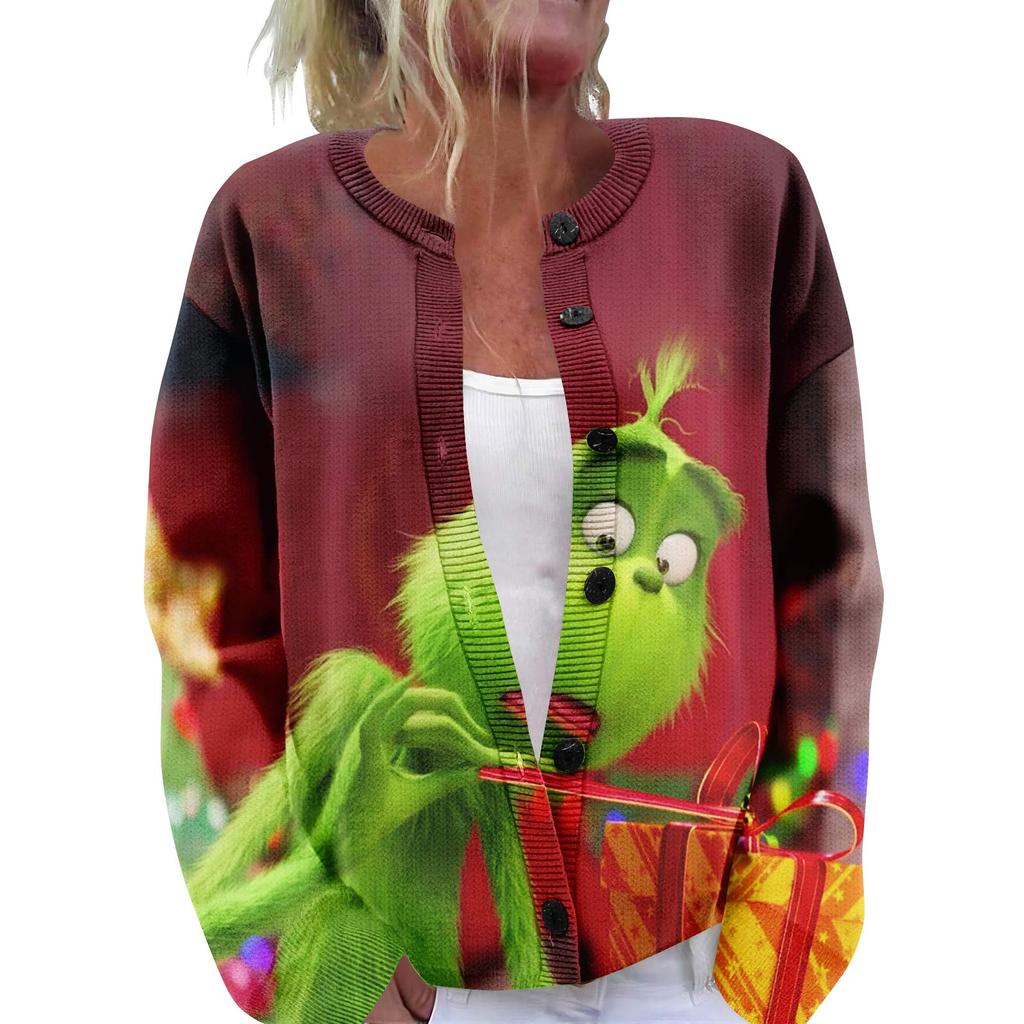 Dame Julegenser Søt Morsom Julegenser Høst Og Vinter Langermet Strikket Genser