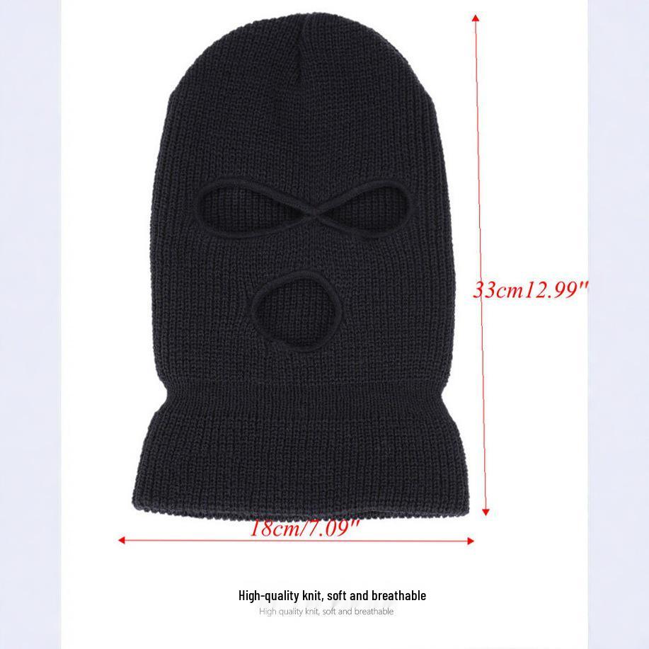 Herren Winter Ski- & Radsport Wollstrick Gesichtsmaske - Drei-Loch-Design