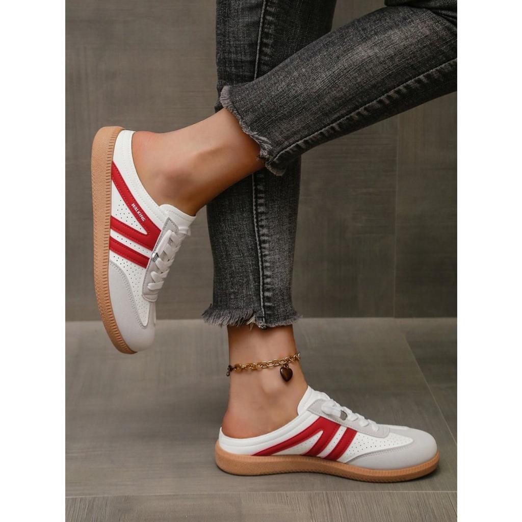 Ploché pantofle pro ženy, bez podpatků, ležérní plátěnky, lehké, nadměrná velikost, malé bílé boty