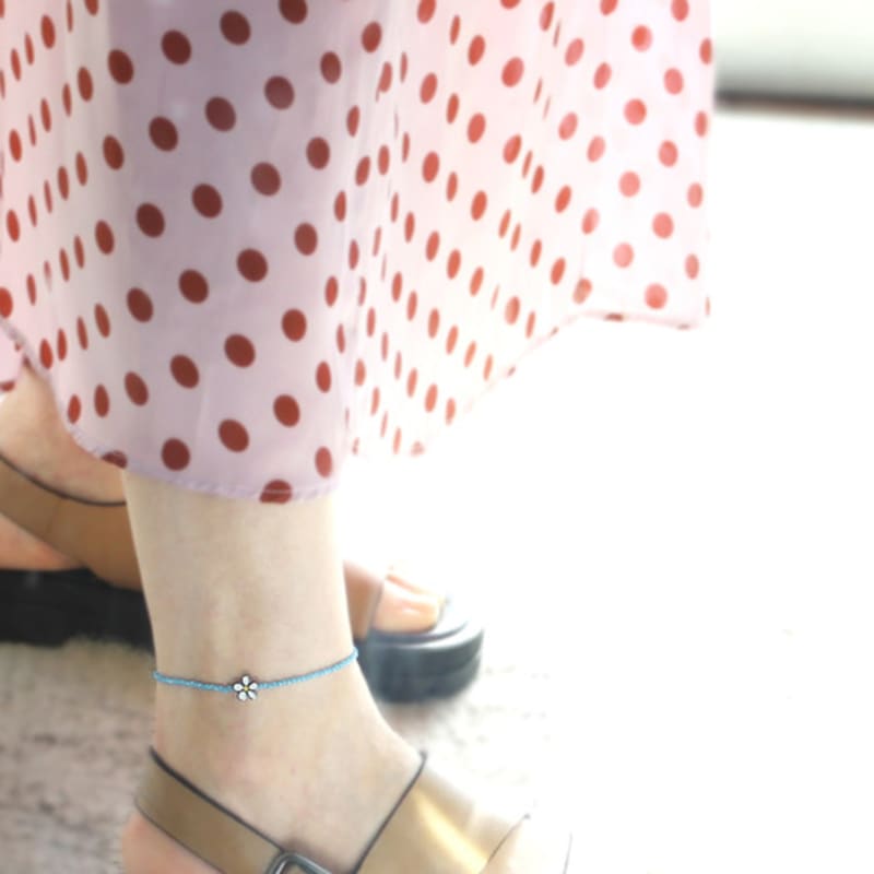 

RACOHA Cute flower crystal anklet blue lavender