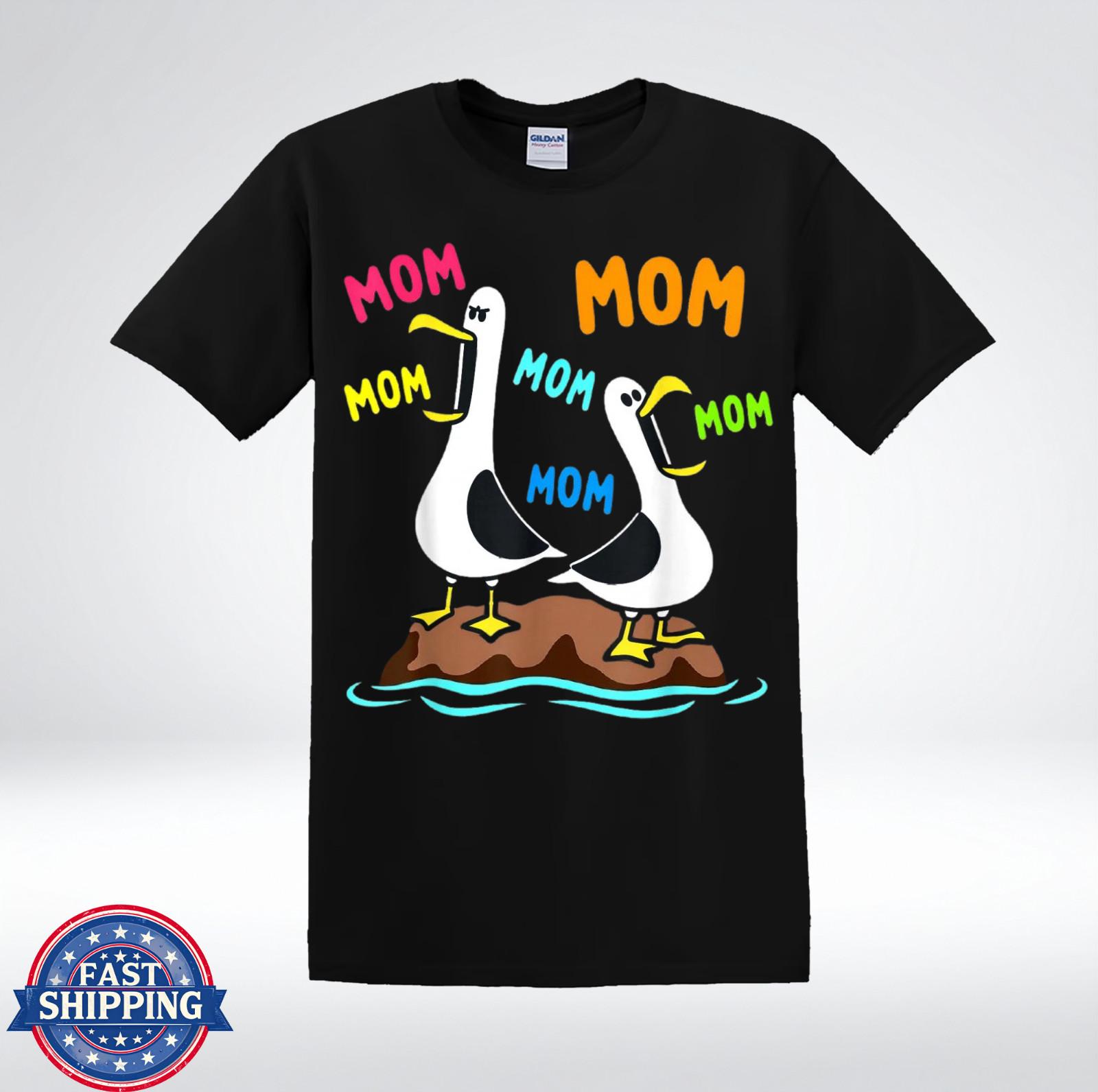 Funny Mom Goose Shirt Colorful MOM Text Cute Bird Graphic T-Shirt S
