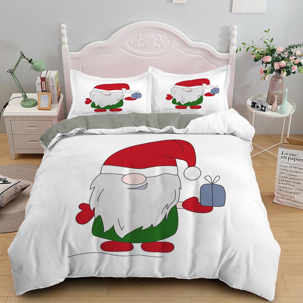 Świąteczny Zestaw Poszewek na Kołdrę z Nadrukiem 3D Słodki Święty Mikołaj Poliestrowa Poszwa na Kołdrę Rozmiar King Queen dla Dzieci Chłopca Dziewczynki Nastolatków Zestaw Pościeli