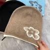 Ins Wool Drawstring Flower Soft Waxy Knitted Hat Men and Women Autumn and Winter Versatile Face Small Pile Hat Cold Hat