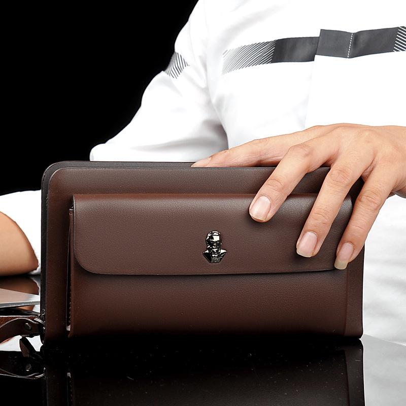 Herren Doppelreißverschluss Business Clutch: Handtasche mit großer Kapazität für Handy und mehreren Kartenfächern