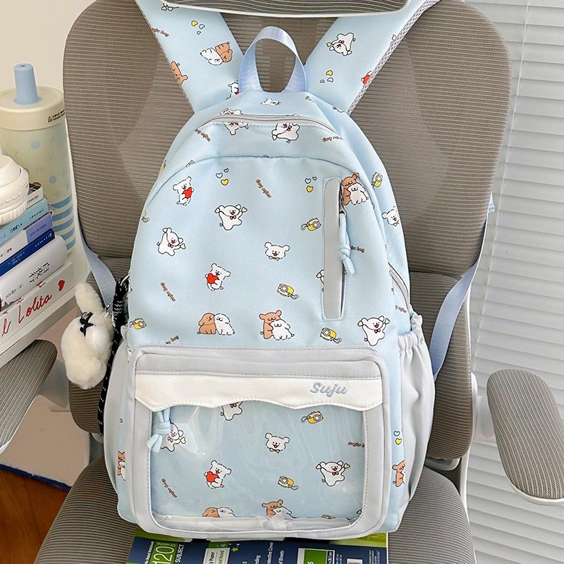 Schoolbag New Cartoon Puppy Printed Backpack Junior High School Schoolbag Ins Niche High Value Backpack