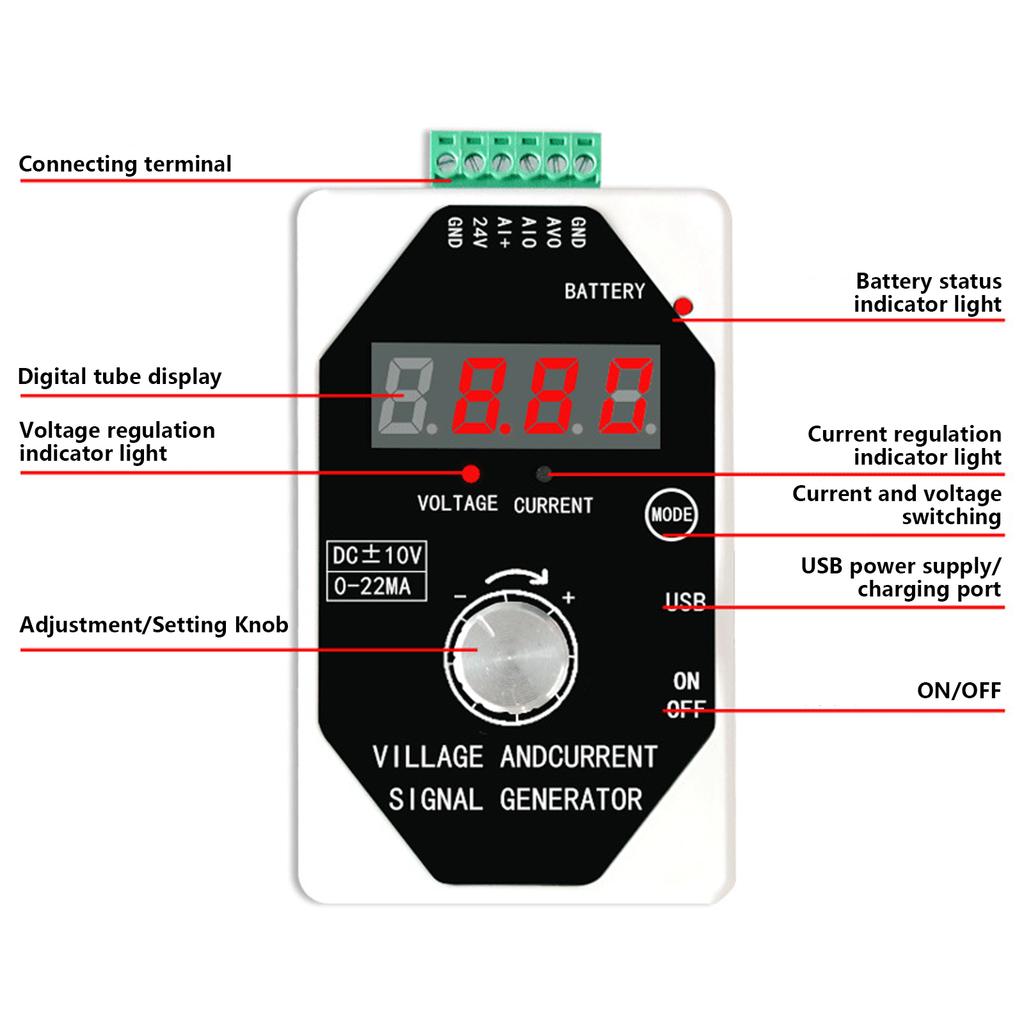 Signal Generator with Rechargeable Battery 0 to 4 to 20mA Current Voltage Instrument Testing for Industrial Applications