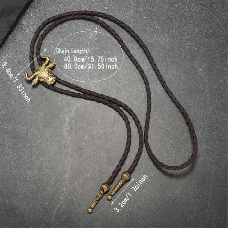 Trendy PU Leather Necktie With Bold Bull Head Design Alloy Necktie Soft Practical Unisex Gift For Birthdays Holidays