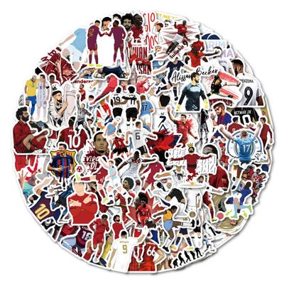50 adet/takım Çeşitli Desenler Kendinden yapışkanlı Su Geçirmez Futbol Çıkartmaları Futbol Yıldızı Desen Bagaj Çıkartmaları Parti Lehine