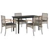 Vidaxl 5-Cz. Garden Furniture Set With Cushions, Grey, PE Rattan