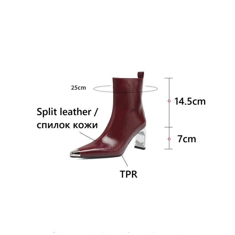 Fashion NEW Autumn Women Boots Pointed Toe High Heel Shoes Split Leather for Shoes Women Elegant Modern Boots Daily Shoes Zipper Boots