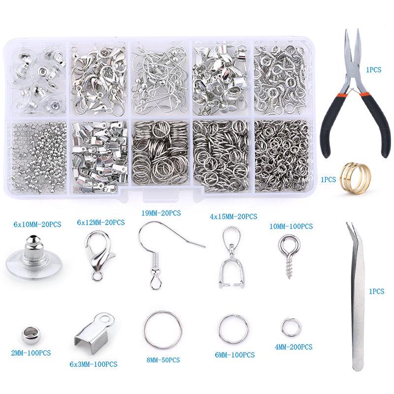 Alloy Accessories Jewelry Findings Set Copper Wire Open Jump Rings Jewelry Making ToolsEarring Hook Jewelry Making Supplies Kit