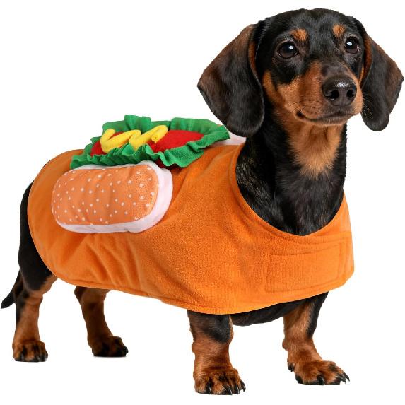 Dog Hot Dog Halloween Costume, Funny Pet Halloween Costumes for Dogs Cat of Small Medium Large Breed Medium