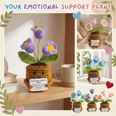 Homemade Crocheted Plant Pots Creative Knitted Pots Cute Positive Encouragement Pots