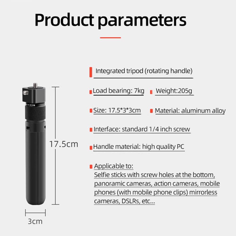 Bullet Time Handle Tripod Rotating Grip with Invisible Selfie Stick for Insta360 X5 X4 X3 One X2 Action Camera Accessories