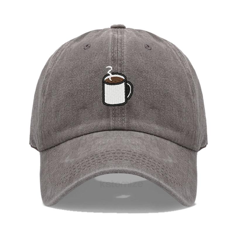 

Coffee Cup Embroidery Baseball Cap For Men Women Washed Cotton Dad Hat Adjustable Unisex Casual Sports Caps