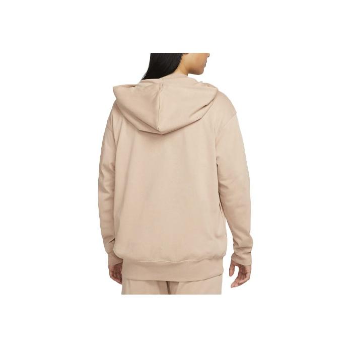 Nike Logo Print Solid Color Zip-Up Hoodie Women hoodies Beige DM6416-200