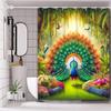 Peacock Landscape Pattern Bathing Curtain  Bathroom Letters Shower Curtain Waterproof With 12 Hooks Fishes Home Deco Free Ship