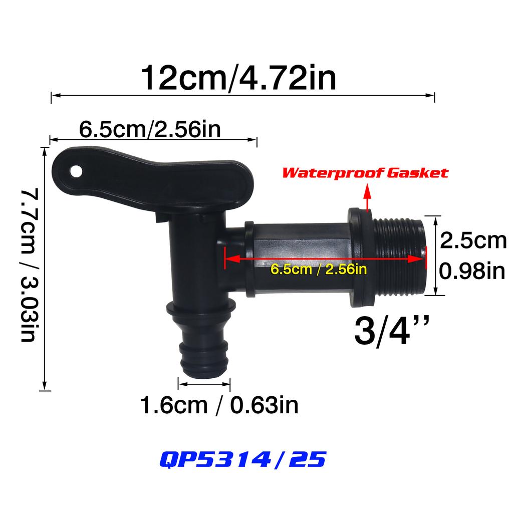 5Pcs 3/4‘’ IBC Barrels Water Butt Tap Self Made Plastic Faucet For Beer Rain Brew Water Tank Faucet Water Garden Hose Connecti