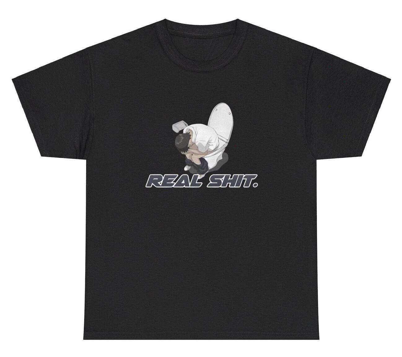 Real Sh*t Toilet T Shirt Funny Gen Z Slang Bathroom Dank Meme Cursed Gen Z Tee XL