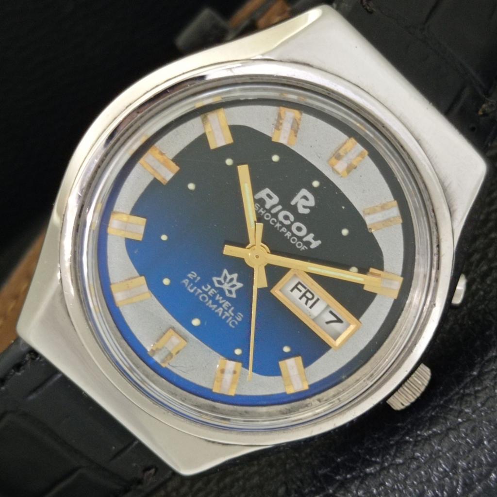 

VINTAGE RICOH R31 AUTOMATIC JAPAN MENS BLUE COLOR DIAL WATCH a700743-5 R204-a700743