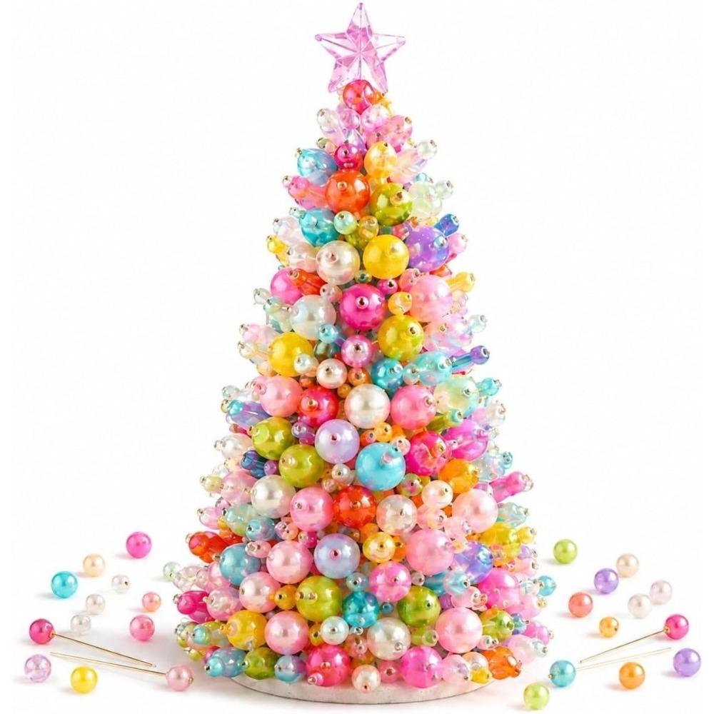 Educational Dreamy Beaded Christmas Tree DIY Kit Sparkling Mini Bead Weaving Set Beginner-Friendly