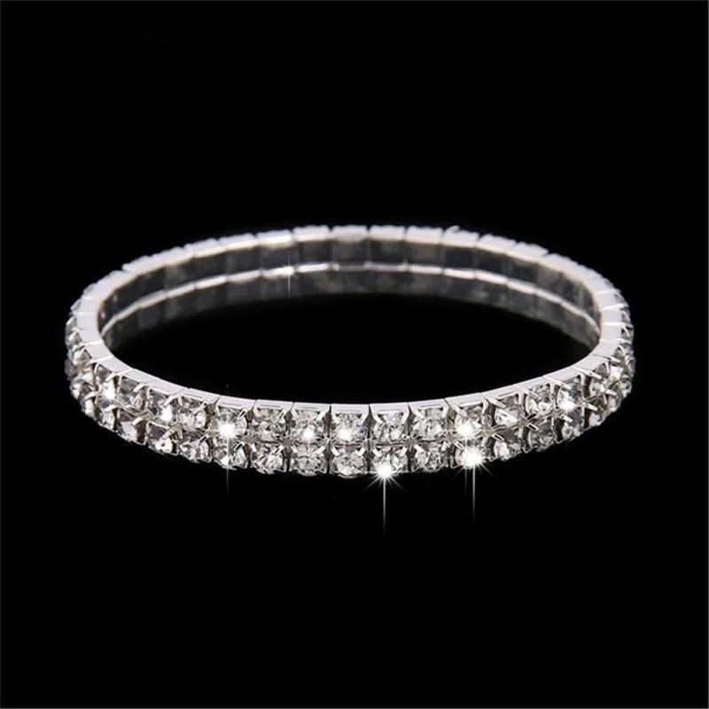 3Pcs Full Diamond Necklace Earrings Bracelets Three Piece Set Of Metal Flower Hollow Collar Bridesmaid Bride Set Female Jewelry