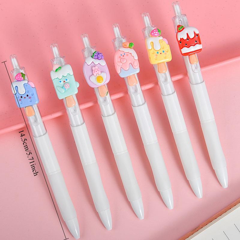 36Pcs Ice Cream Patch High-Value Exam-Taking Pen, Girly Retractable Gel Pen Stationery School Office Supplies Prize Gift Writing Tools Holiday Gift