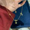 Golden Cross Iris Necklace Women'S Versatile Temperament Clavicle Chain Light Luxury High-End Jewelry