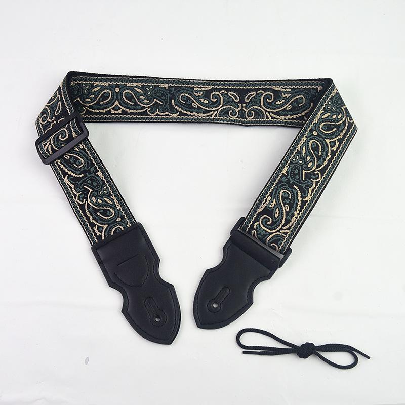 Adjustable Guitar Strap Embroidered Print Ethnic Style Guitar Strap For Folk Electric Guitar Bass Ukulele Guitar Accessories