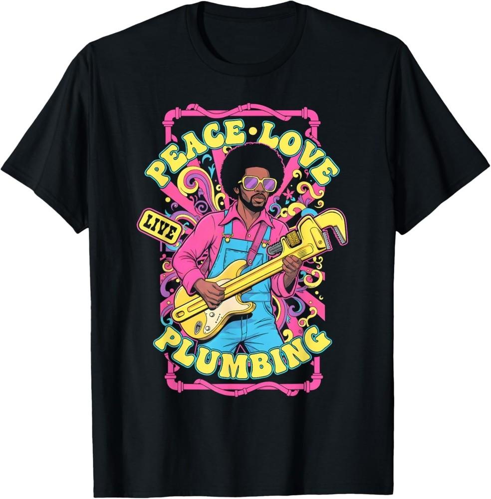 Смешная футболка для сантехника  Мир Любовь Сантехника Ретро 70-е Трубный Ключ  M