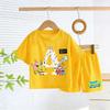 SpongeBobs T-shirt Shorts Set Kids Cute Letter A-Z Tees Pants Children Summer Outdoor Sports Short Sleeve Trousers Boy Girl Gift