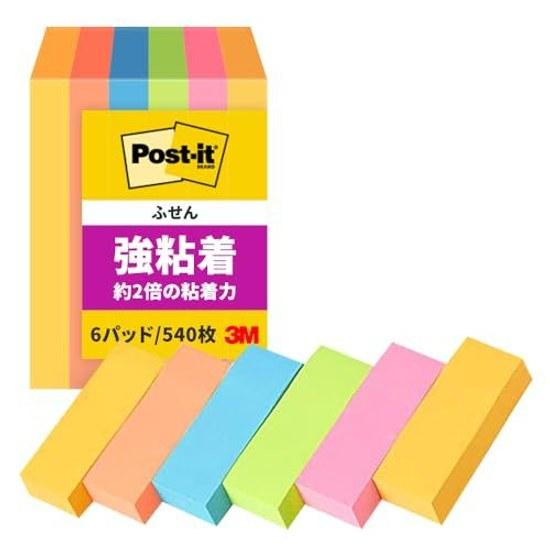 3M Post-it Notes Strong Adhesive Thin Neon Color 7525mm 90 Sheets 6 Pads 500-6SSAN-AM
