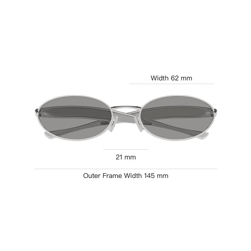 Bottega Veneta Solid Design Metal Oval Sunglasses Women Sunglasses Silver BV1386S007SILVERSILVERGREY