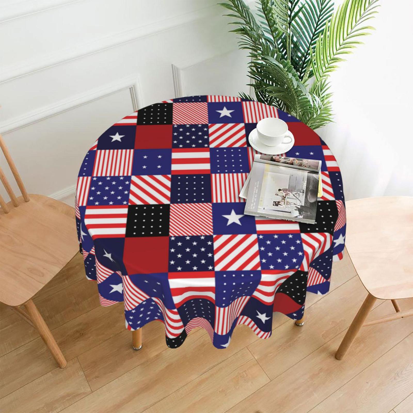 

Round Tablecloth Star Patterned Polyester Fabric with Decorative Border for Dining Parties and Events Use One Size
