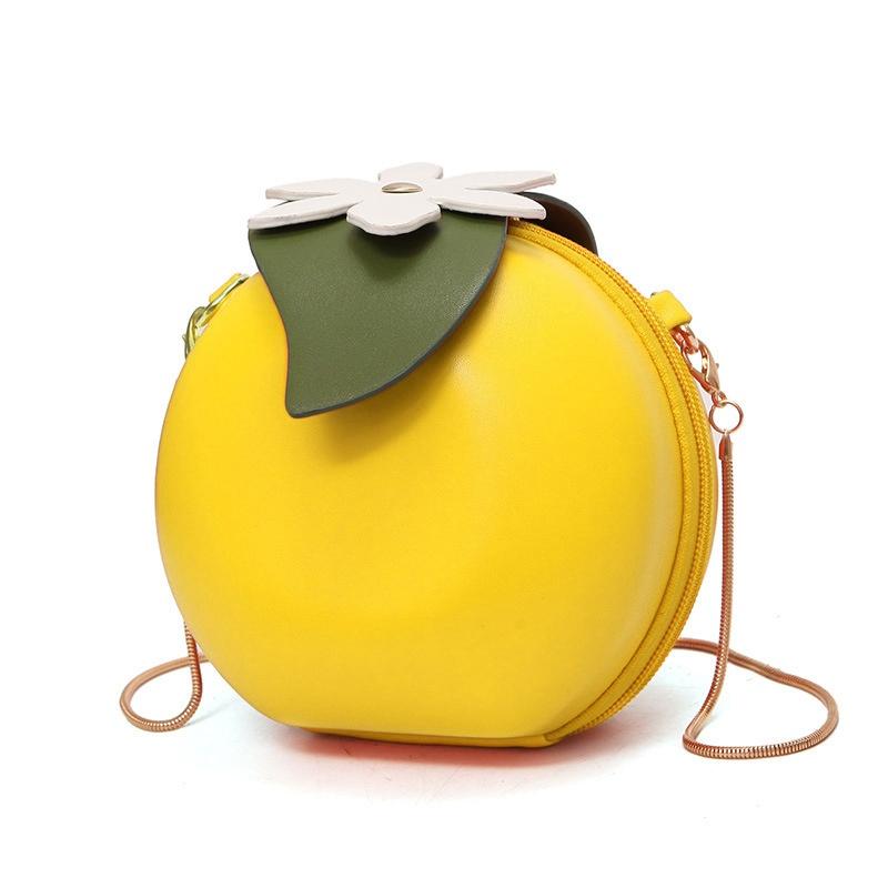Женская креативная милая универсальная сумка через плечо на цепочке оранжевая круглая сумка жёлтый