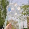 New Vintage-Style Round Fan with Pearl Embroidery, Unique-Shaped Fan for Photo Shoots in Scenic Spots, Hanfu Accessory, Eight-Petal Round Fan