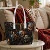Gothic Skull Candle Print Tote Bag Fashion Large Capacity Outdoor Shopping Shoulder Bag