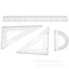 Student 4-Piece Ruler Set: Triangle, Straight, Protractor - Transparent & Durable
