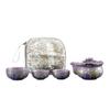 Retro Ru kiln blue and white travel tea set portable express cup one pot three cups outdoor camping tea equipment