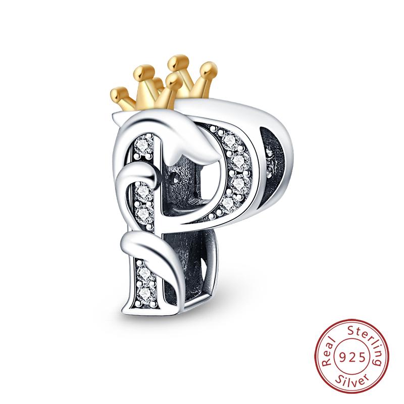 Charms Fit Qikaola Original Bracelets Classic Crown 26 Letters Alphabet Charms Beads For Women Fine Diy Wedding Jewelry Gift