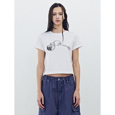 RENSE Silver Heart Keyring T-Shirt White