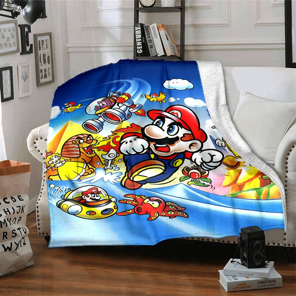 Mario'S Adventure Space Flannel Blanket Super Soft Warm Cozy Blanket For Sofa Bed Office Travel Allseason Home Decor Gift
