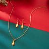 Gold Plated Christmas Necklace Cute Cartoon Tree Snowman Pendant Necklace Earring Set For Women Xmas Party Jewelry Gift